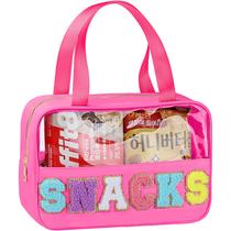 Bolsa de lanche TESAFNG Chenille Letter Clear, bolsa de maquiagem impermeável