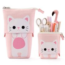 Bolsa de lápis EASTHILL Cartoon Cute Cat Canvas Rosa