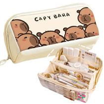 Bolsa de lápis SIORTIO com impressão de capivara de várias camadas e grande capacidade Bolsa de lápis SIORTIO com impressão de capivara de várias camadas e grande capacidade