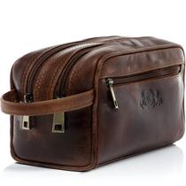 Bolsa de lavagem SID & VAIN GATWICK Overnight Gym Shaving Brown Leather