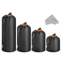 Bolsa de lente de câmera NEEWER, 4 pacotes com design de cordão laranja Bolsa de lente de câmera NEEWER, 4 pacotes com design de cordão laranja