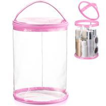 Bolsa de loção transparente Sanwuta Toiletry Cylinder impermeável rosa