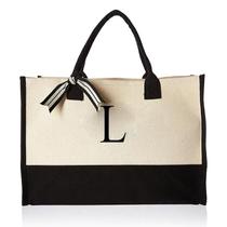 Bolsa De Lona De Grande Capacidade Com Design De Letras E Flores, Bolsa De Ombro Portátil Para Praia