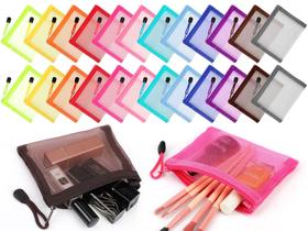 Bolsa de malha com zíper, bolsa de cosméticos Jexine, 13 x 10 cm, nylon, 24 unidades