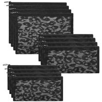 Bolsa de malha de nylon com zíper Sinzip 12 peças de renda preta