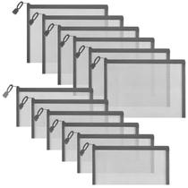 Bolsa de malha de nylon com zíper Sinzip para cosméticos e escritório