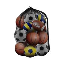 Bolsa De Malha Extra Grande Para Bola De Futebol Com Cordão E Bolso Com Zíper Para Basquete,