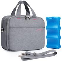 Bolsa de mamadeira Lekebaby com pacote de gelo 6 garrafas de 270 ml cinza