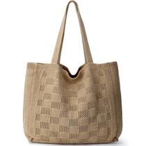 Bolsa de Mano de Crochet para Mujer, Grande, Estilo Playero Estético