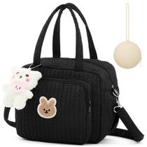 Bolsa de mão Bulyoou Sacola de fraldas com porta-chupeta preta Bolsa de mão Bulyoou Sacola de fraldas com porta-chupeta preta