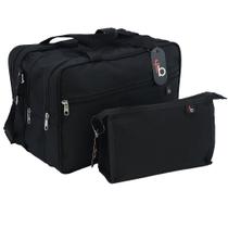 Bolsa de Mão Casual com 3 Repartições e Necessaire Versátil - Cor Preta Bolsa de Mão Casual com 3 Repartições e Necessaire Versátil - Cor Preta