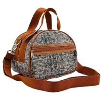 Bolsa de Mão Casual Nicoly - Tipo Oval - Estampa Abstrato Marrom Claro