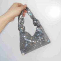 Bolsa De Mão Clutch Preta Prata Com Strass Para Mulheres, Mini Bolsa De Noite Com Diamantes, Clutch