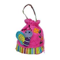 Bolsa de Mão Colorida de Pelúcia com Borboleta