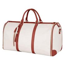 Bolsa de mão de grande capacidade, mochila de couro PU para mulheres, bolsas de roupas impermeáveis para viagens com bolsa de sapatos, mala suspensa 2 em 1, adequada para malas de viagem, bege, bagagem de mão