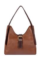 Bolsa de mão em couro liso com fivela Leandra - Bolsa de mão em couro liso com fivela Leandra -