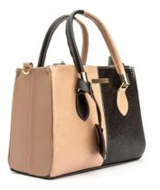 Bolsa de mão em couro LUXO rosa e preto