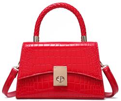 Bolsa de mão feminina clássica JHVYF, pequena, vermelha, de couro PU Bolsa de mão feminina clássica JHVYF, pequena, vermelha, de couro PU