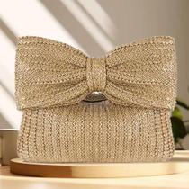 Bolsa de Mão Feminina de Tecelagem - Com Zíper e Detalhe de Laço - Versátil para Festa e Casamento
