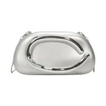 Bolsa De Mão Feminina Em Couro PU Com Decoração De Corrente Metálica, Bolsa De Noite, Bolsa De Ombro