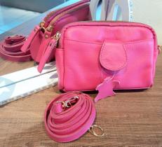 Bolsa de Mão Feminina em Couro Rosa - Formatura/Casamento - 830 Bolsa de Mão Feminina em Couro Rosa - Formatura/Casamento - 830