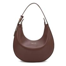 Bolsa de mão feminina Keyli, de couro de café, impermeável