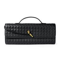 Bolsa de Mão Joryin em material vegano Trançado Clutch de Festa Preta Bolsa de Mão Joryin em material vegano Trançado Clutch de Festa Preta