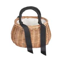 Bolsa De Mão Rústica De Vime Artesanal, Bolsa De Piquenique Feminina Moderna De Rattan Trançado Com