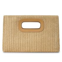 Bolsa de mão Straw Clutch Kseymeir Top Handle para mulheres cáqui