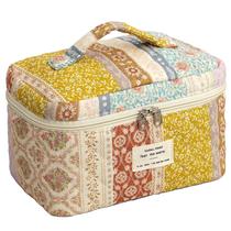 Bolsa de maquiagem acolchoada AMULOKRU Large Floral Patchwork Cotton Bolsa de maquiagem acolchoada AMULOKRU Large Floral Patchwork Cotton