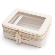 Bolsa de maquiagem Aveniee Clear Double Layer com compartimento para pincel