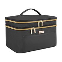 Bolsa de maquiagem BAFAMYE 8,8 L de dupla camada de viagem preta Bolsa de maquiagem BAFAMYE 8,8 L de dupla camada de viagem preta