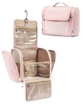Bolsa de maquiagem BAGSMART para mulheres com gancho suspenso, rosa