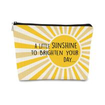 Bolsa de maquiagem BARPERY A Little Sunshine Yellow Linen Tecido