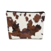 Bolsa de maquiagem BARPERY Western Cow Print para amantes de vacas