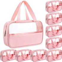 Bolsa de maquiagem Buryeah Translucent Waterproof Travel 9 unidades rosa