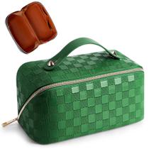 Bolsa de maquiagem Cessfle Checkered de grande capacidade com alça 25x12x12cm