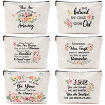 Bolsa de maquiagem CHENGU Rainbow Heart Canvas, 6 peças para mulheres