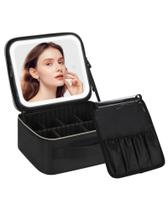 Bolsa de Maquiagem Chomeiu com Espelho LED - Estojo de Viagem para Mulheres