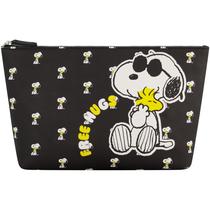 Bolsa de maquiagem Concept One Peanuts Snoopy feminina preta em PVC Bolsa de maquiagem Concept One Peanuts Snoopy feminina preta em PVC