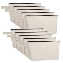 Bolsa de maquiagem de lona Sinzip 10 peças branca (M) com zíper Bolsa de maquiagem de lona Sinzip 10 peças branca (M) com zíper