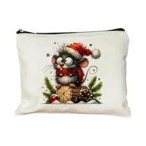 Bolsa De Maquiagem De Natal Com Formato De Rato, Multifuncional, Com Zíper, Organizador De Joias,