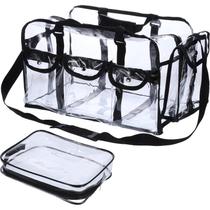 Bolsa de maquiagem de viagem Abbylike em PVC transparente com bolsos e alça Bolsa de maquiagem de viagem Abbylike em PVC transparente com bolsos e alça