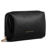 Bolsa de maquiagem de viagem Aveniee Small Vegan Leather Black