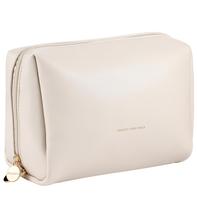 Bolsa de maquiagem de viagem Aveniee Vegan Leather com bolsos em creme