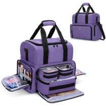 Bolsa de maquiagem de viagem BAFASO de 2 camadas com 3 bolsas de nylon roxo Bolsa de maquiagem de viagem BAFASO de 2 camadas com 3 bolsas de nylon roxo