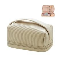 Bolsa de maquiagem de viagem BAKLUCK Creme de dupla camada de grande capacidade
