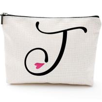 Bolsa de maquiagem de viagem Blue Leaves J Initial Monogram Waterproof