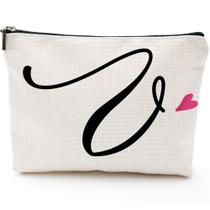 Bolsa de maquiagem de viagem Blue Leaves V Initial Monogram Waterproof