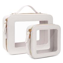 Bolsa de maquiagem de viagem FFPaw Clear Case em couro impermeável Bolsa de maquiagem de viagem FFPaw Clear Case em couro impermeável